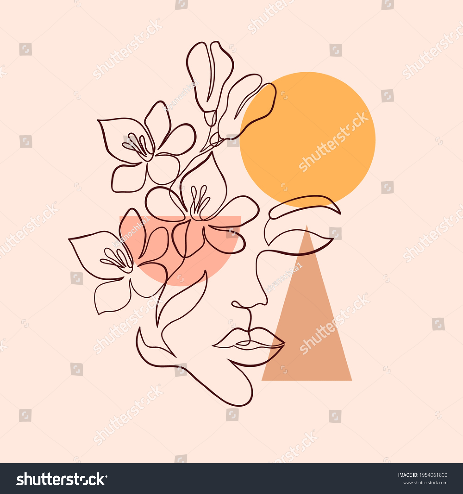 Poster Minimal Woman Face On Light Stock Vector (Royalty Free ...