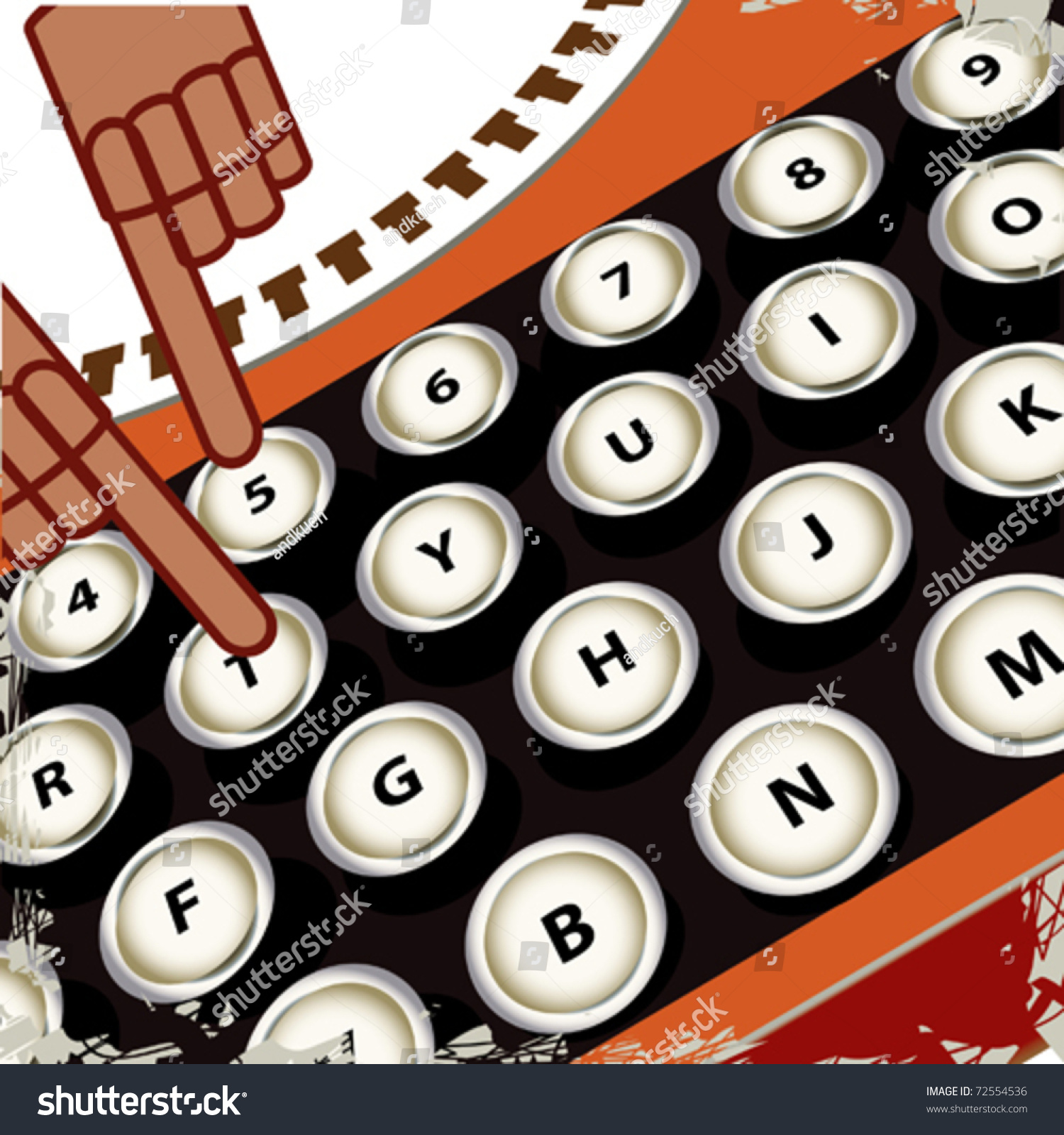 Poster Typewriter Keyboards Hands Stock Vector (Royalty Free) 72554536
