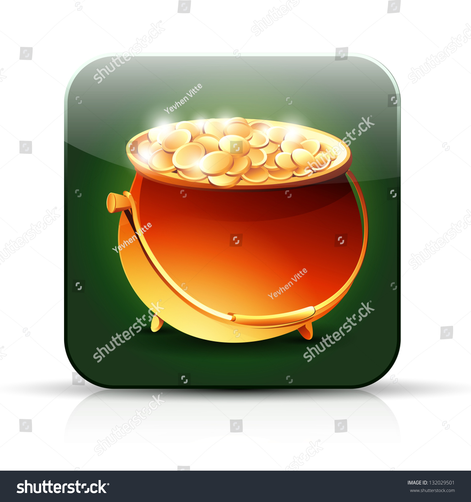 Pot Gold Icon Stock Vector 132029501 - Shutterstock