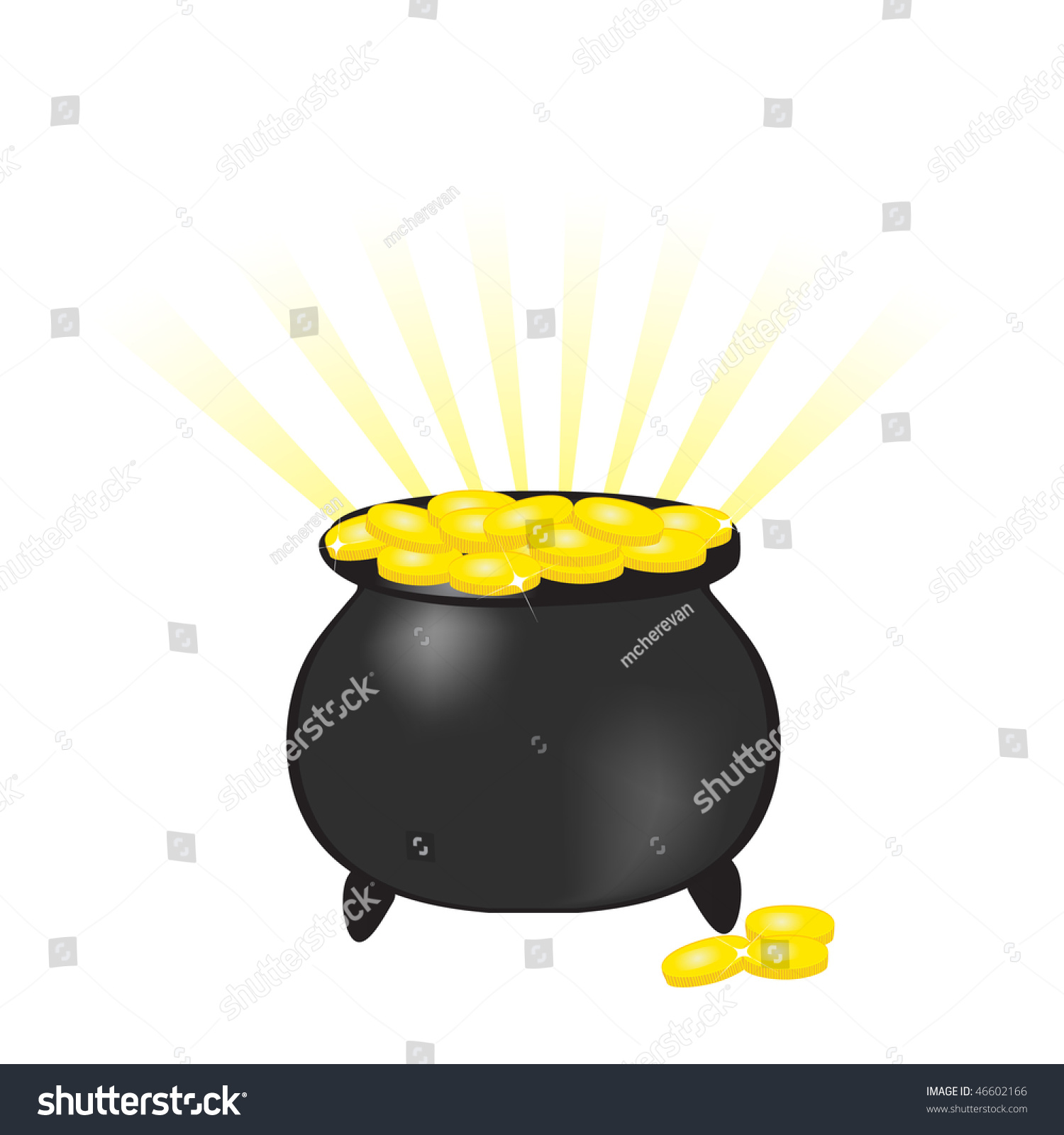 black pot of gold coins clip art preview