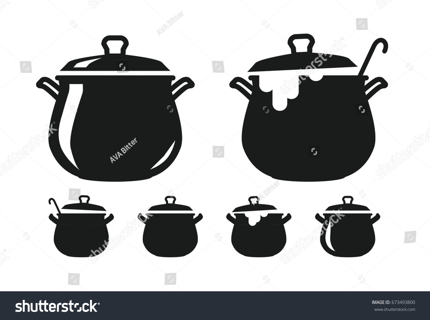 鍋と蓋 鍋のスープシルエット 料理 料理 料理 料理 料理のアート キッチンのアイコン ロゴ ベクターイラスト のベクター画像素材 ロイヤリティフリー