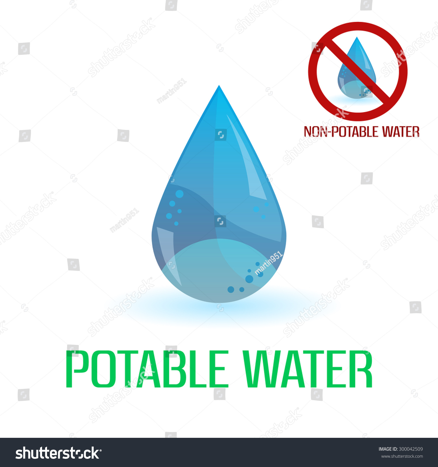 Potable And Non-Potable Water Blue Symbols Eps10 Stock Vector ...