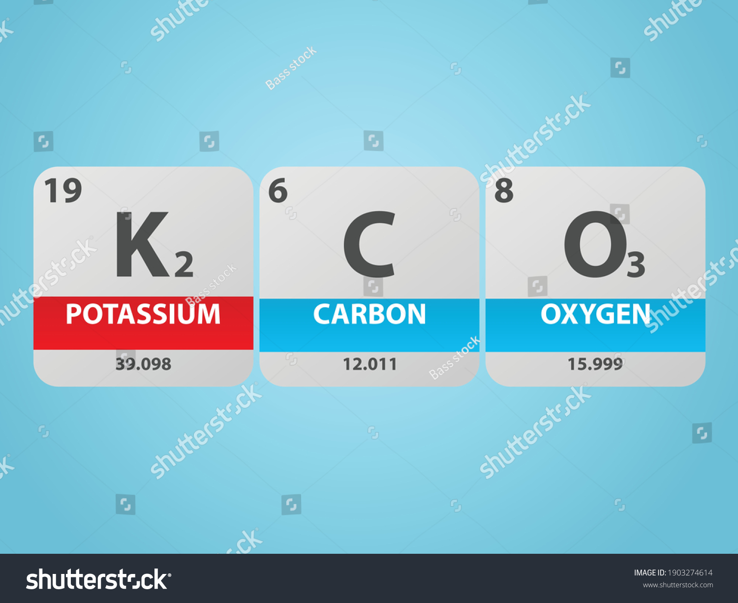 Potassium Carbonate K2co3 Molecule Simple Molecular Stock Vector