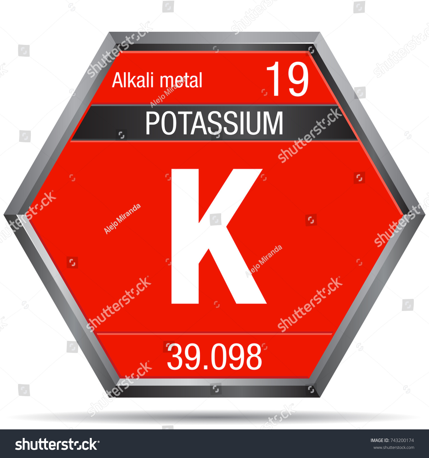 Potassium Symbol Form Hexagon Metallic Frame Stock Vector (Royalty Free ...