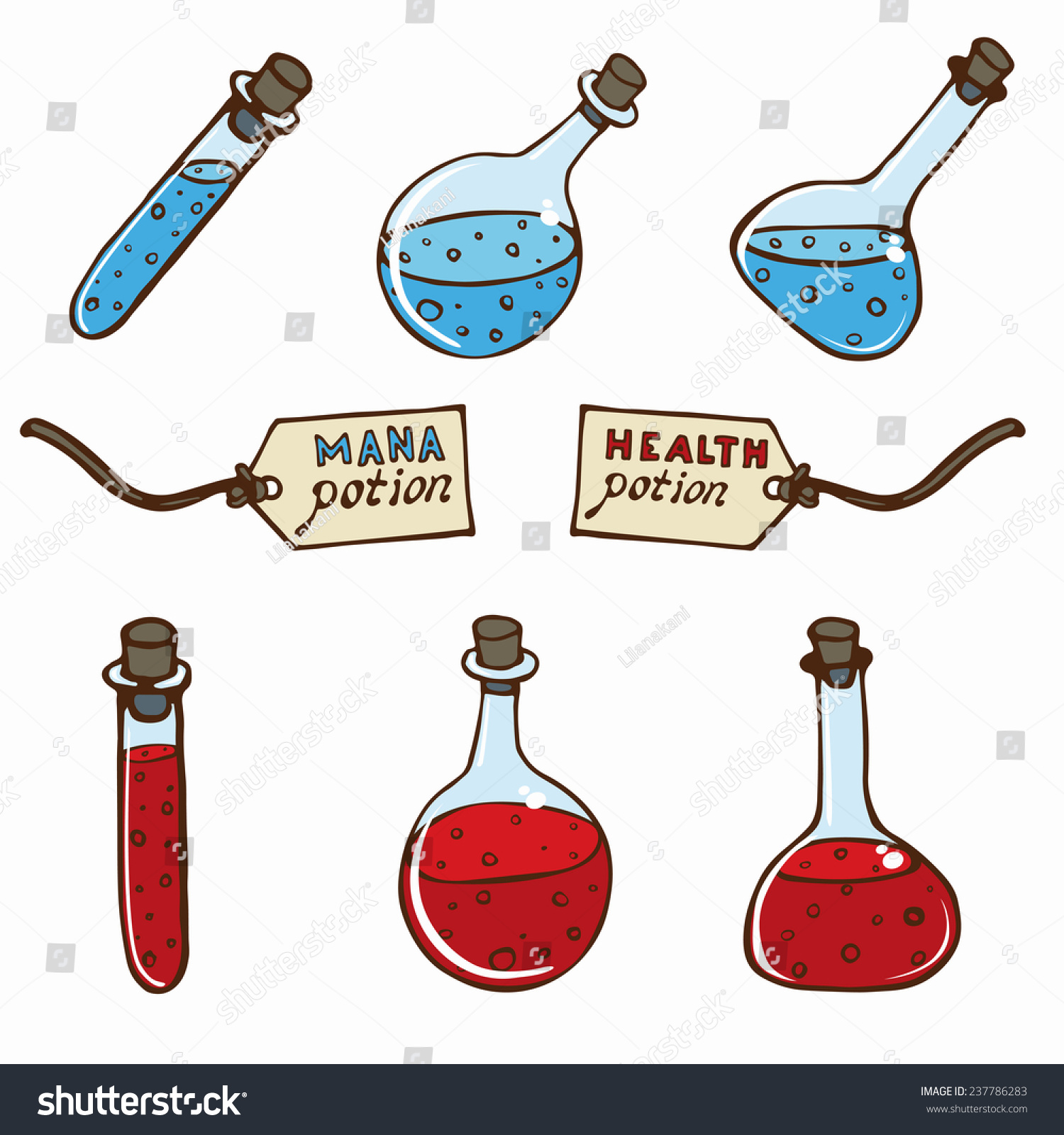 Potion Bottles Vector Illustration Set Eps8 Stock Vector Royalty Free