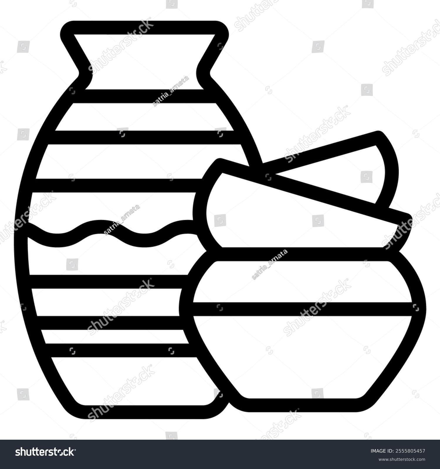 black line art pottery and bowls clip art preview