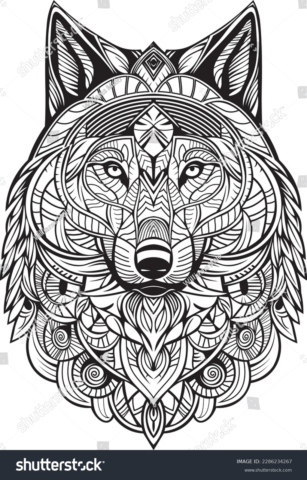 SVG of Power and Loyalty in Wolf Mandala svg