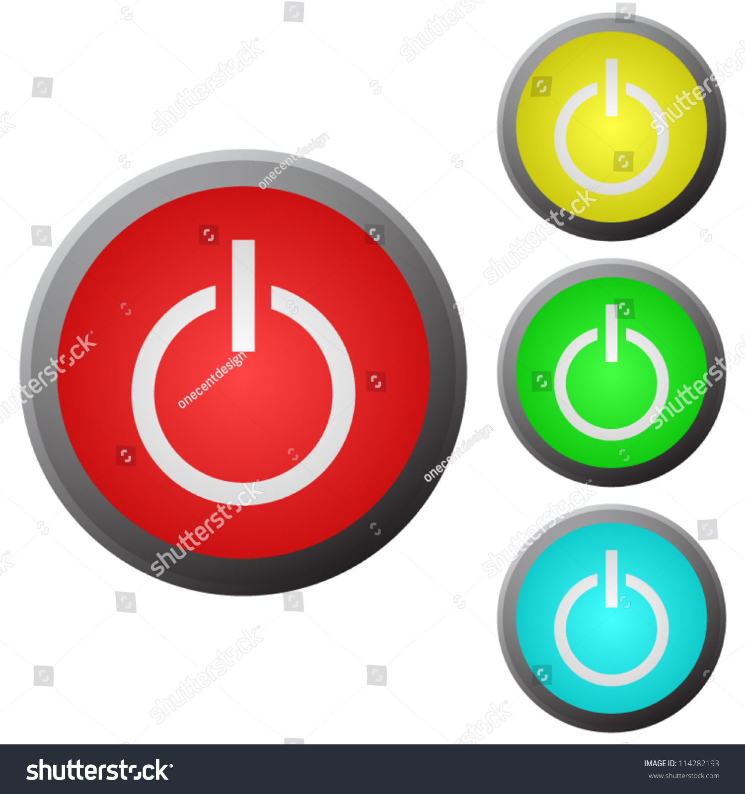 Power Button Icon Set Stock Vector (Royalty Free) 114282193 | Shutterstock