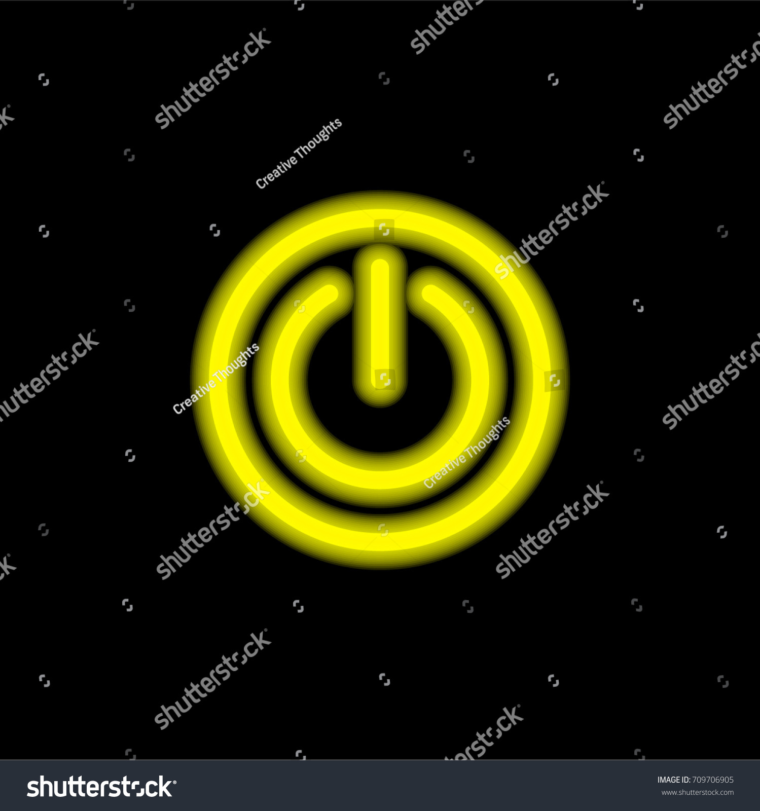 Power Button Yellow Glowing Neon Ui Stock Vector Royalty Free 709706905 - neon blue power button roblox