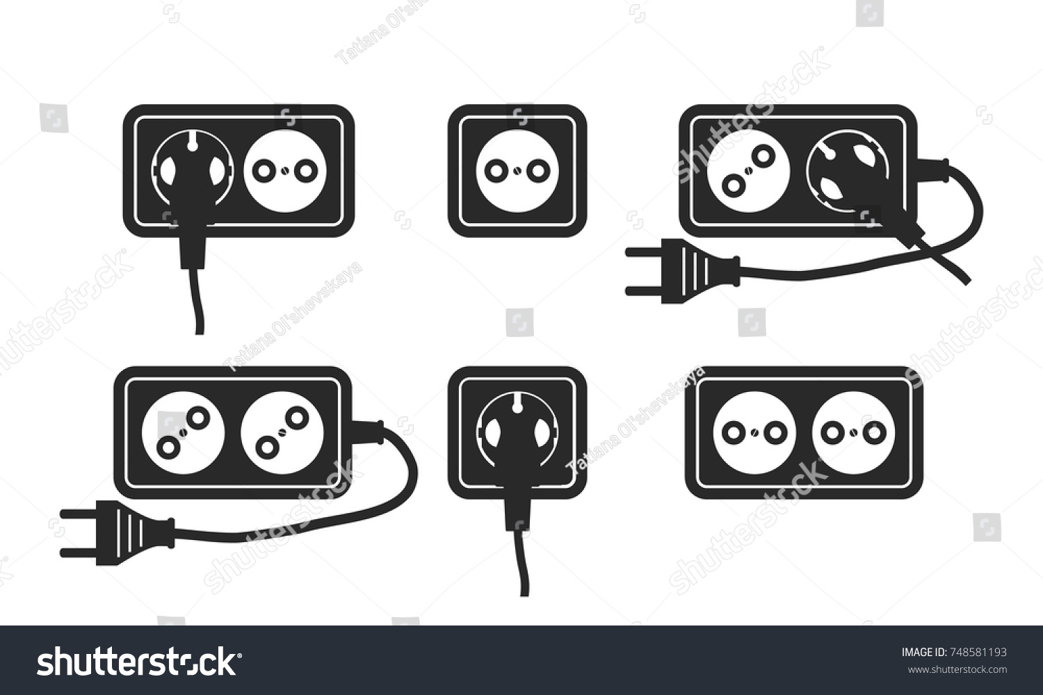 Power Socket Extension Cord Icon Set Stock Vector (Royalty Free) 748581193