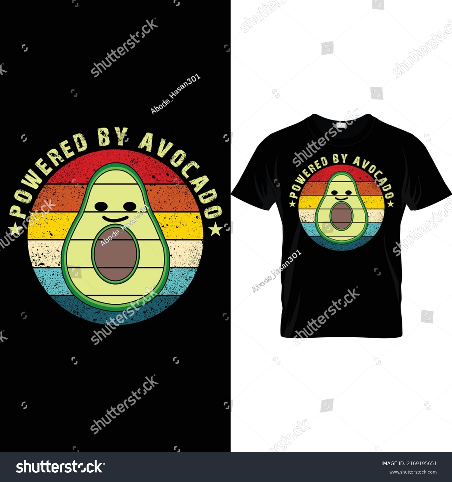 SVG of Powered by avocado t shirt design svg
