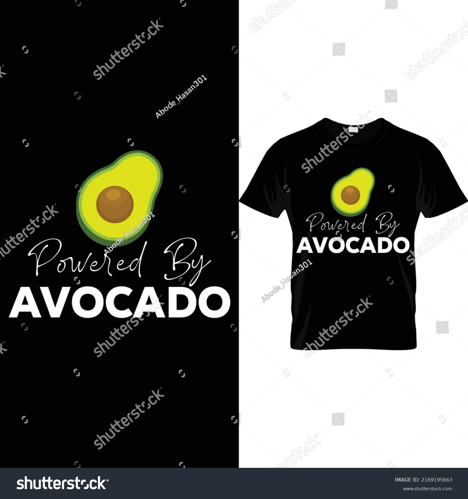 SVG of Powered by avocado t shirt design svg