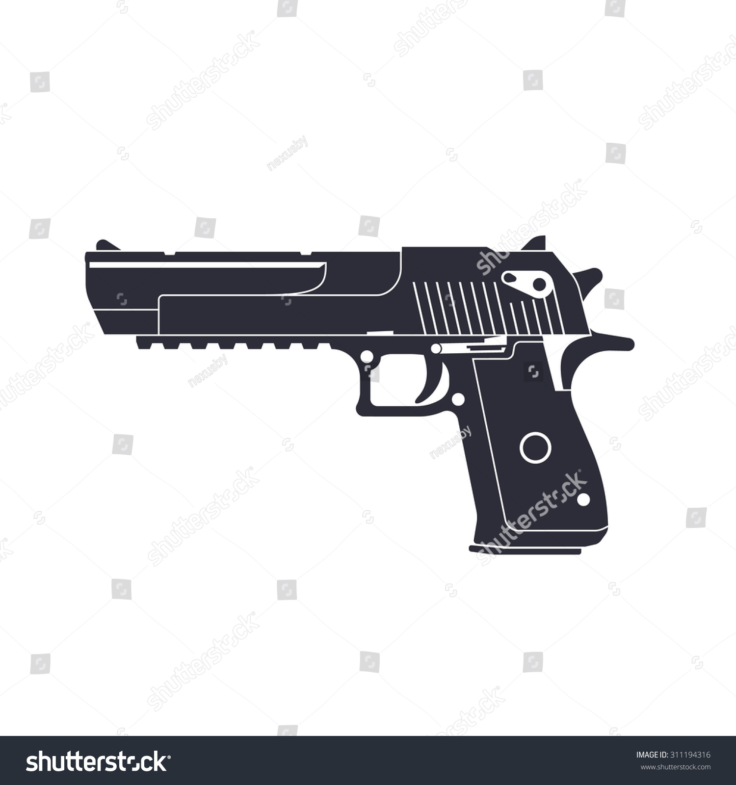 Powerful Pistol Gun Handgun Vector Illustration Stock Vector (Royalty