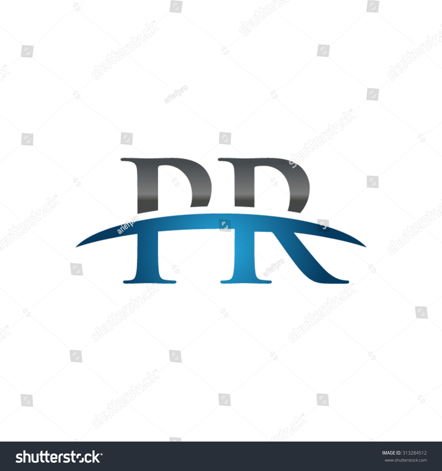 Pr Initial Company Blue Swoosh Logo Stock Vector Illustration 313284512 ...