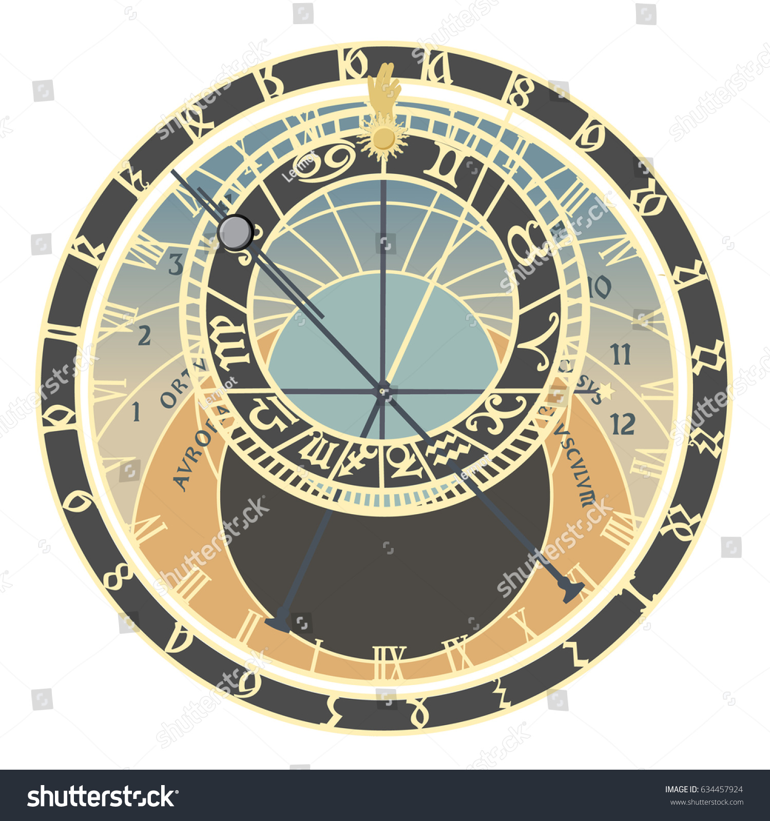 プラハ天文時計 ベクター画像グラフィック のベクター画像素材 ロイヤリティフリー