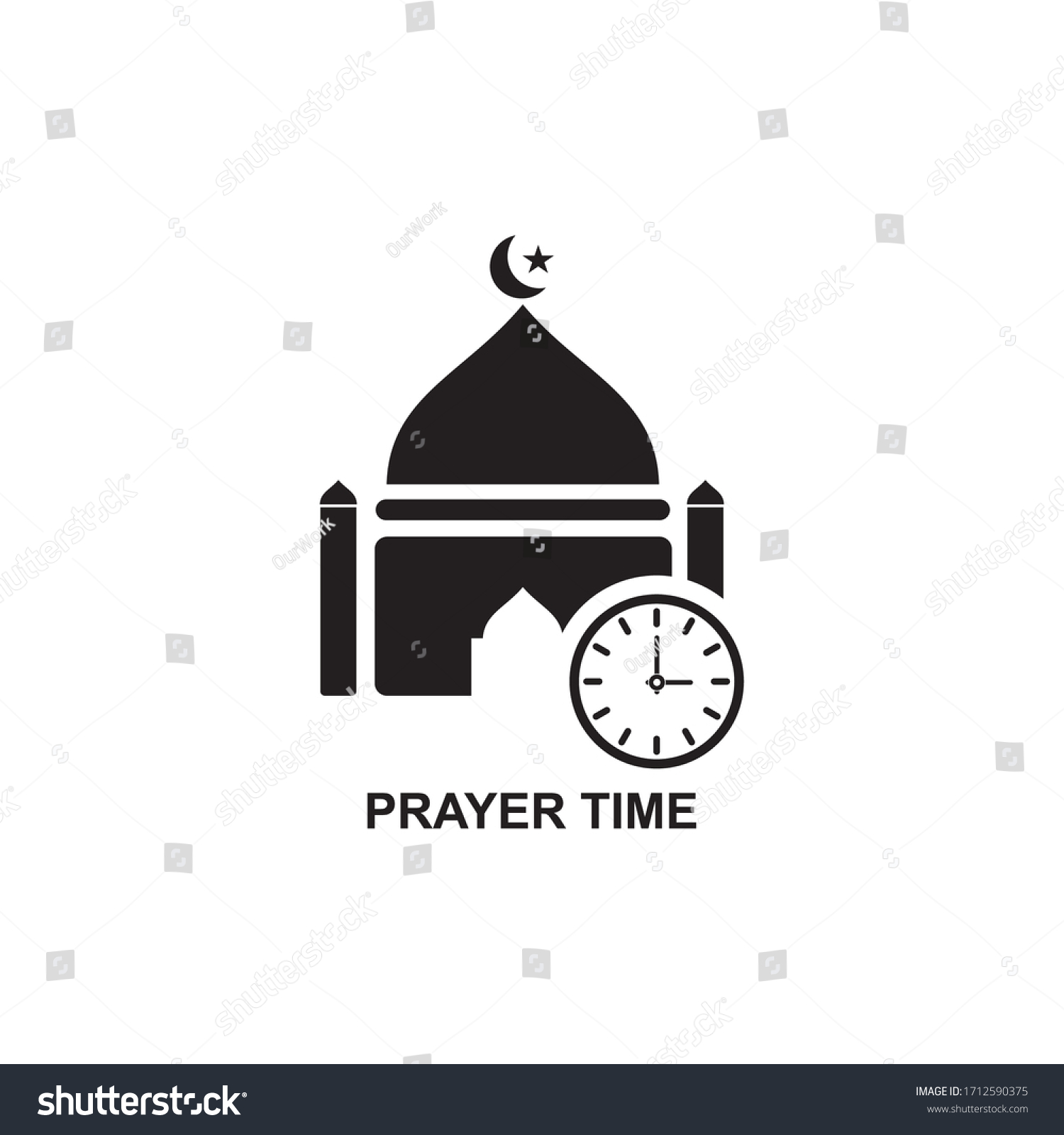 Prayer Time Icon Pray Icon Stock Vector (Royalty Free) 1712590375