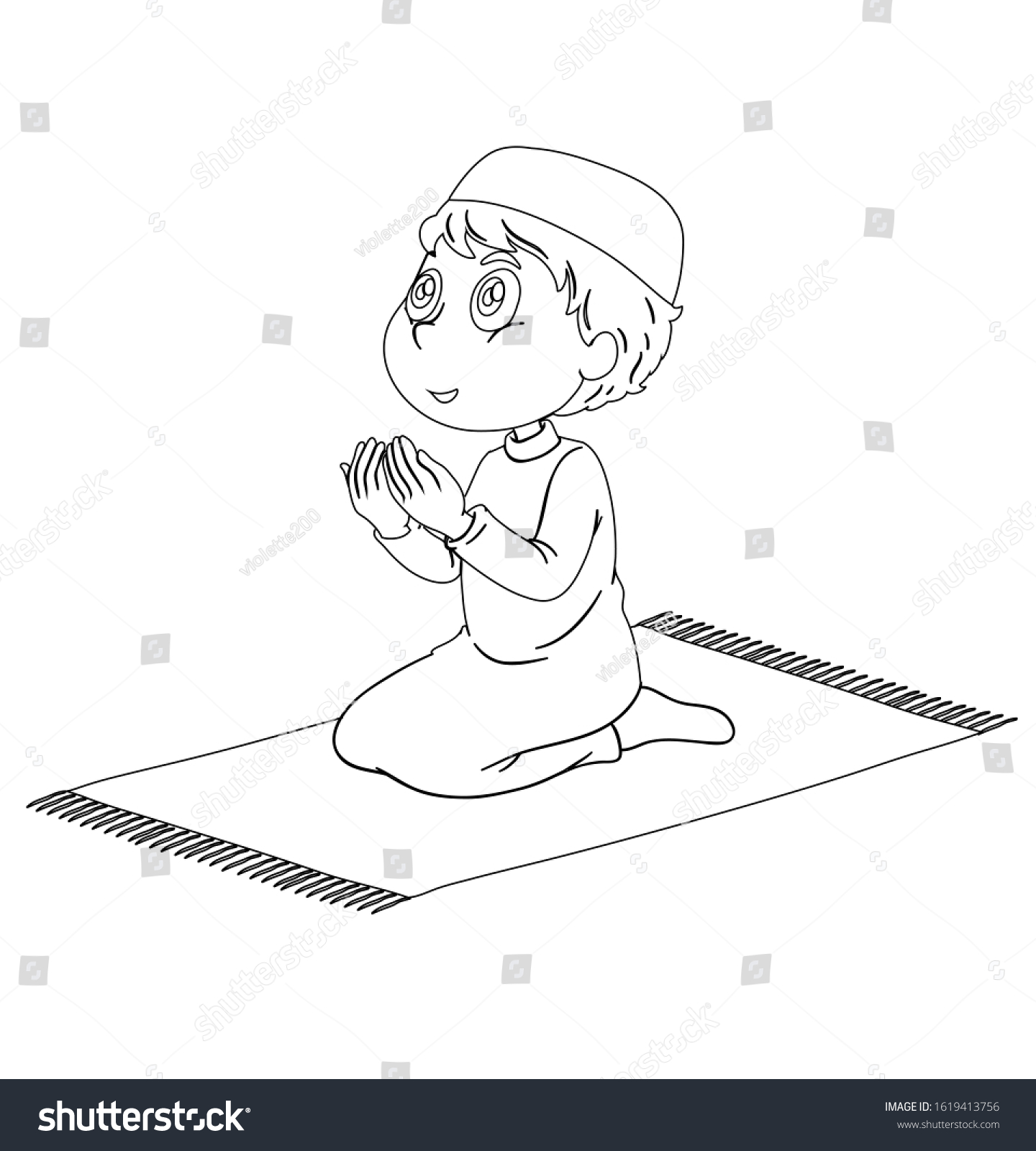 Prayers Arab Muslim Child Sits On Stock Vector Royalty Free ...