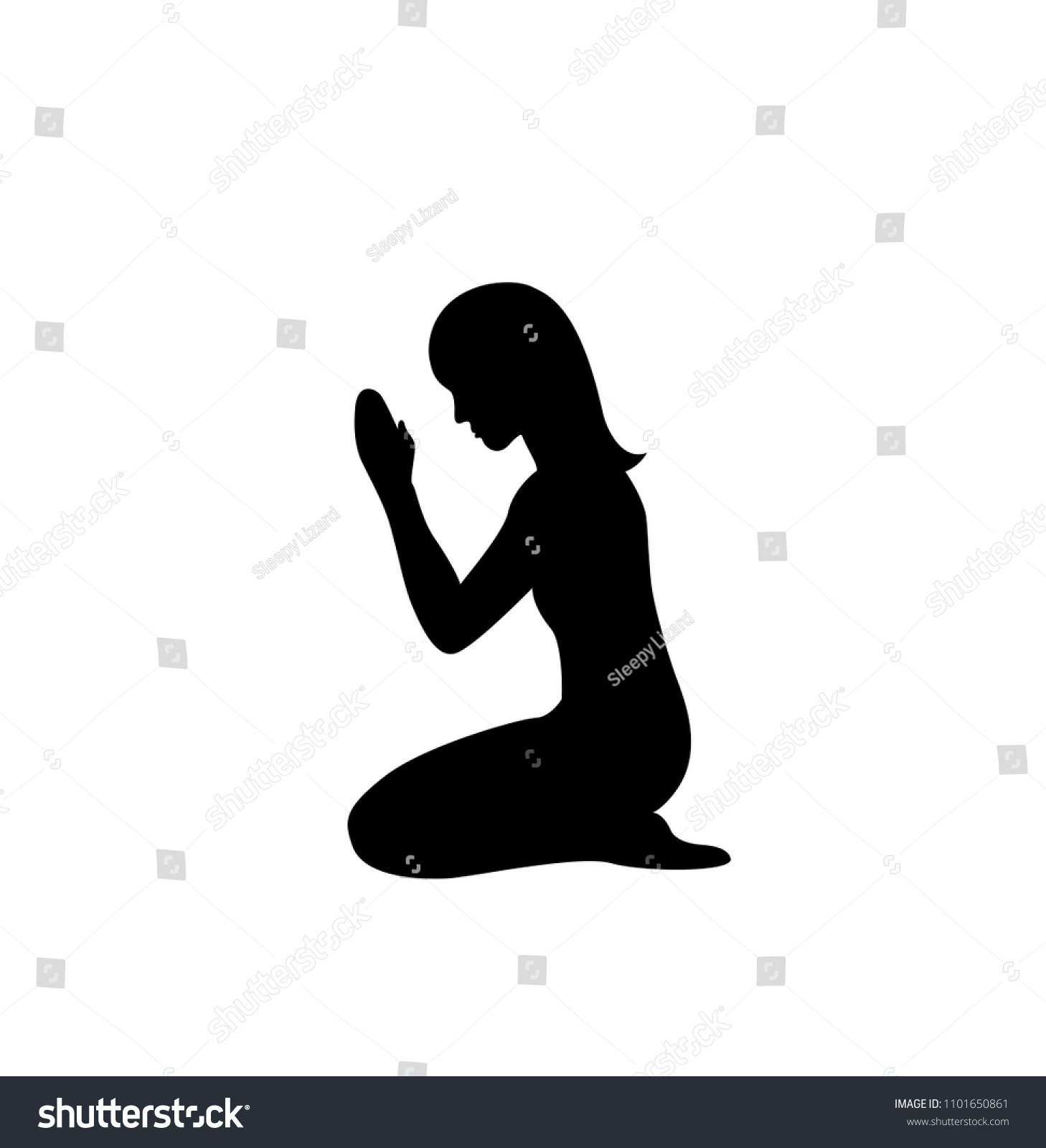 Praying Woman Silhouette Vector Stock Vector (Royalty Free) 1101650861 ...