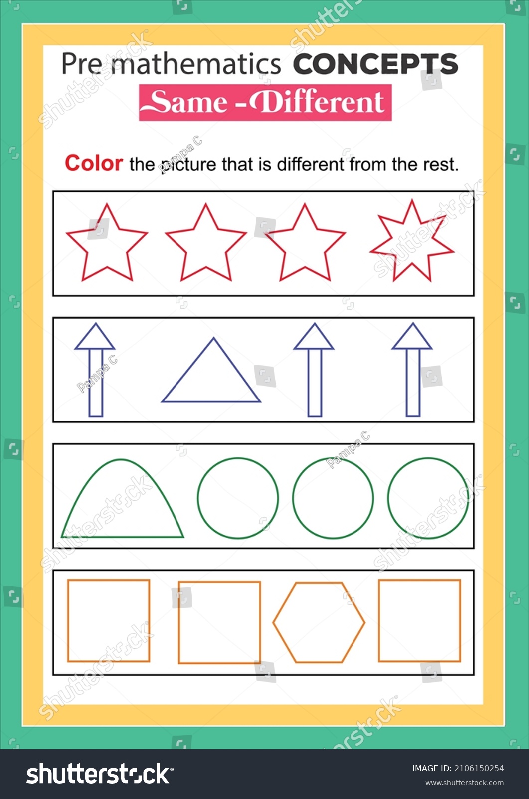 pre-math-concepts-same-different-educational-stok-vekt-r-telifsiz