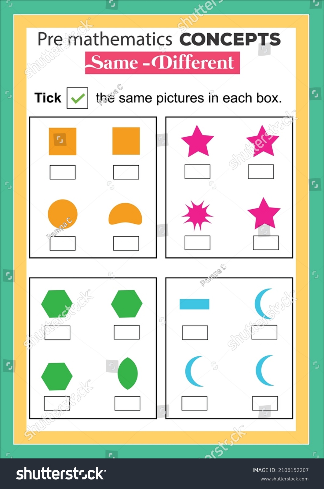 Concepts Pré-mathématiques. Identique Et Différent. Jeux : Image ...