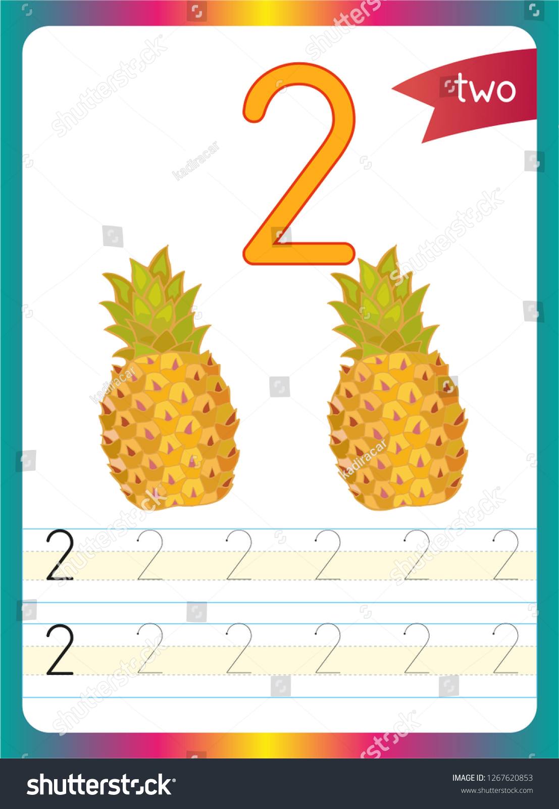 Preschool Kids Learning Material Printable Number Stock Vector (Royalty ...