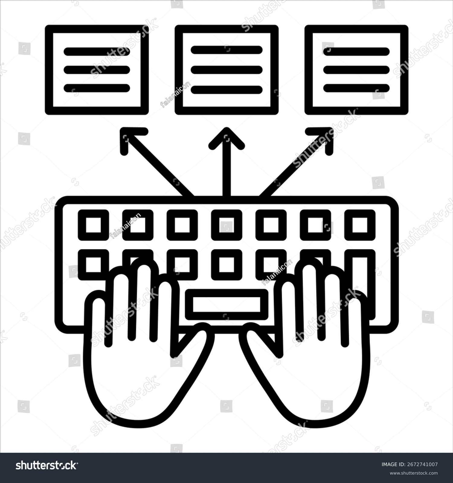 black keyboard hands data processing concept clip art preview