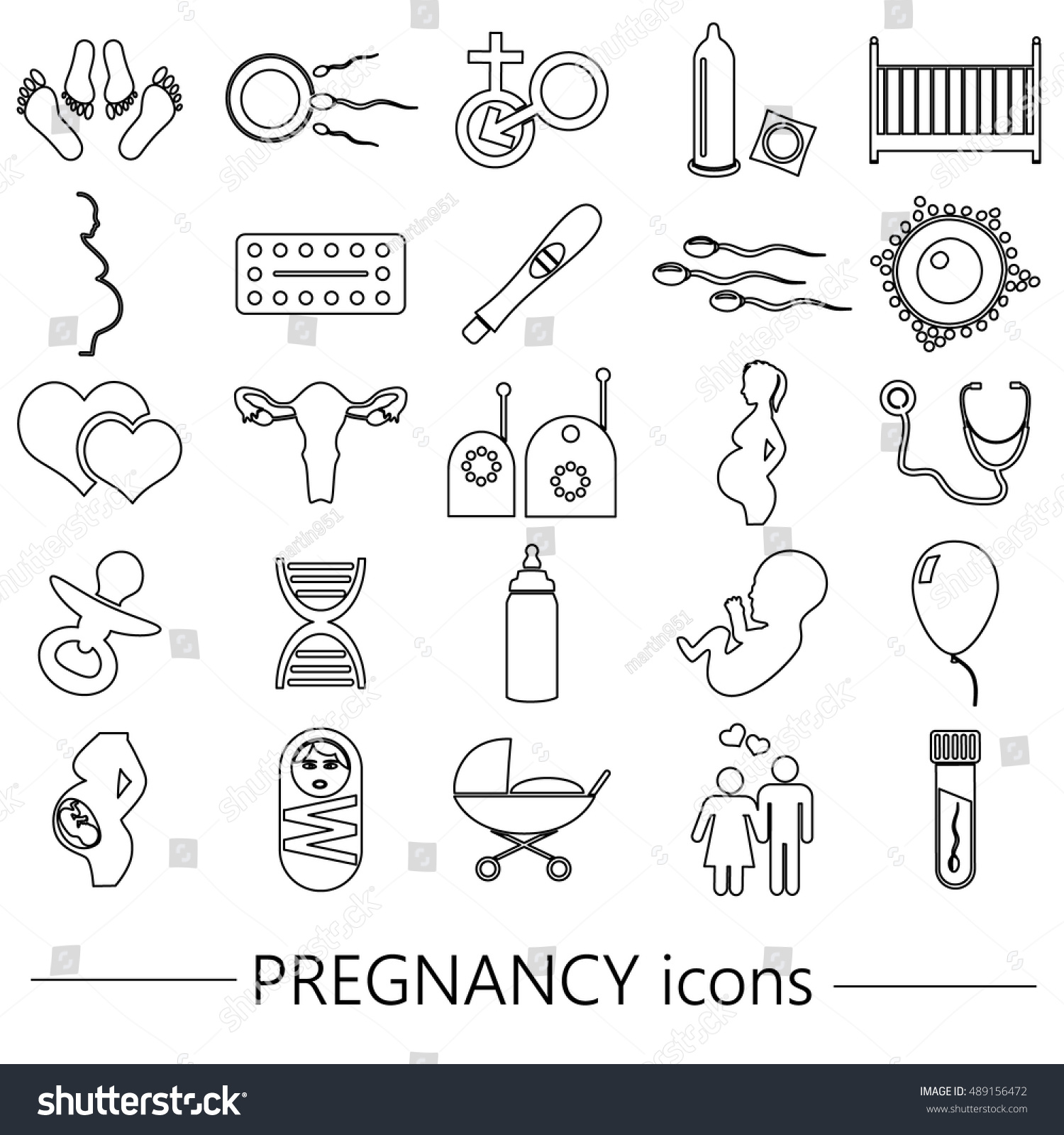 Pregnancy Having Baby Big Set Outline Stock Vector (Royalty Free) 489156472