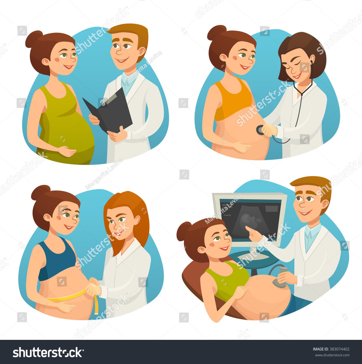 Pregnancy Pregnant Woman Doctor Medical Prenatal Stock Vector 383074402