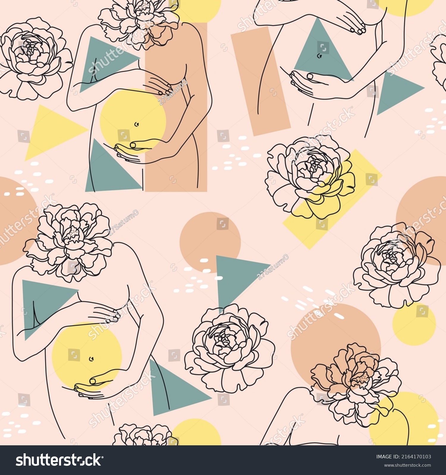 Pregnant Belly Pattern Seamless Vector Pattern Stock Vector (Royalty