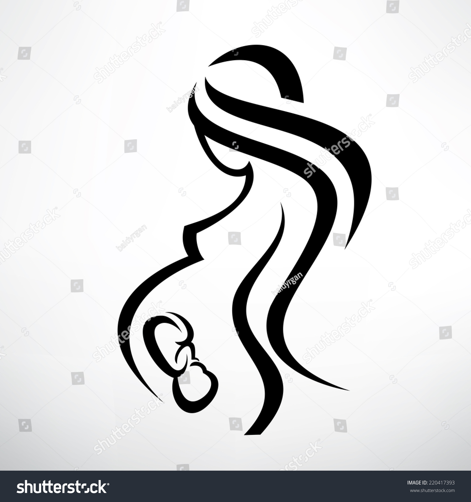 Pregnant Woman Symbol Stylized Vector Sketch Stock Vector (Royalty Free ...