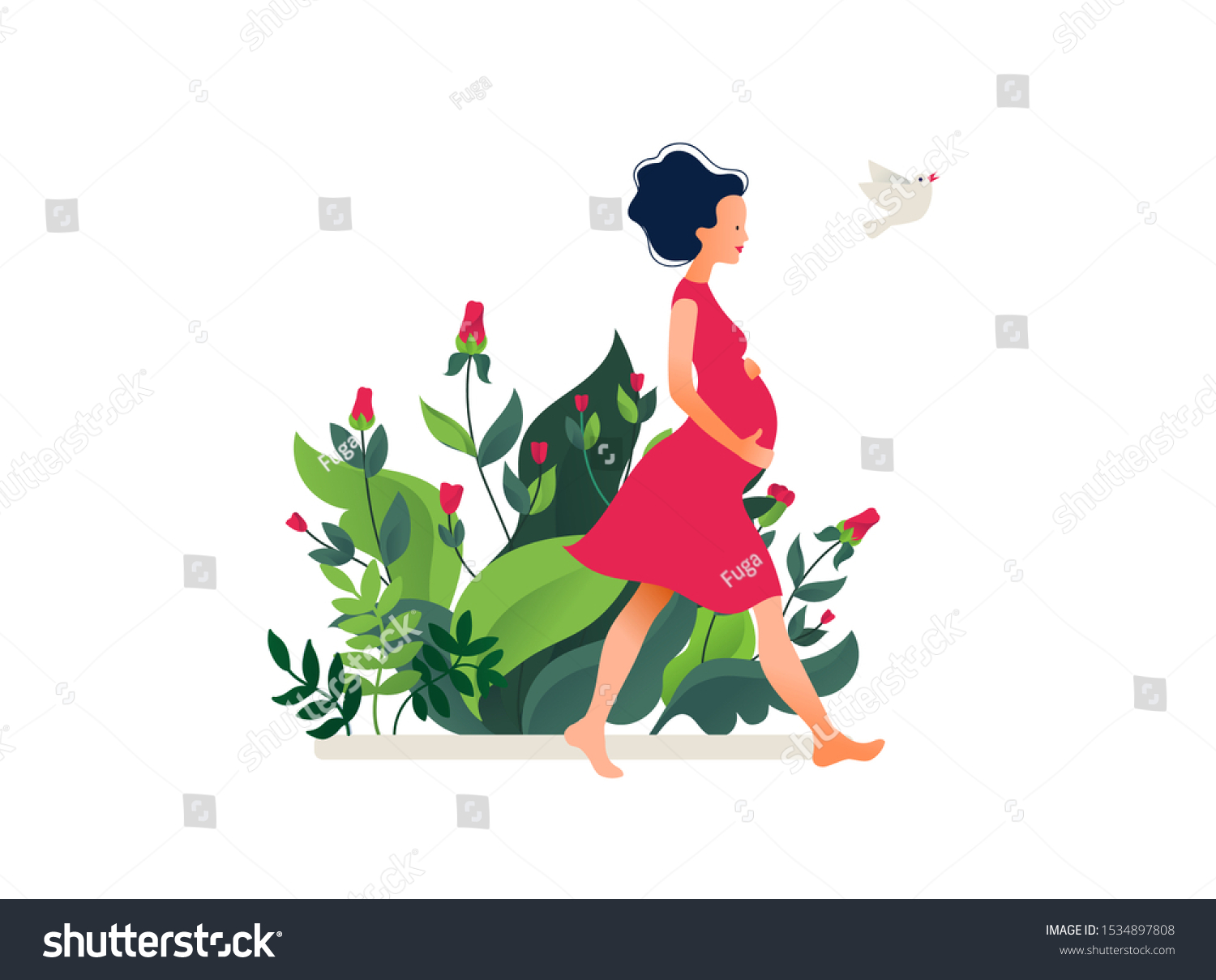 Pregnant Woman Walking Active Well Fitted Stock Vector Royalty Free 1534897808 Shutterstock 