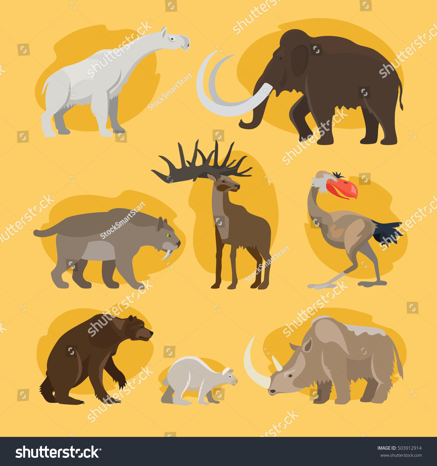 Prehistoric Animals Vector Cartoon Ancient Mammal Stock Vector Royalty Free 503912914