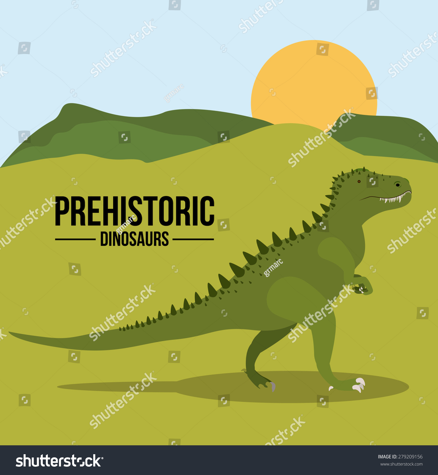 Prehistoric Design Over Landscape Background Vector Stock Vector ...