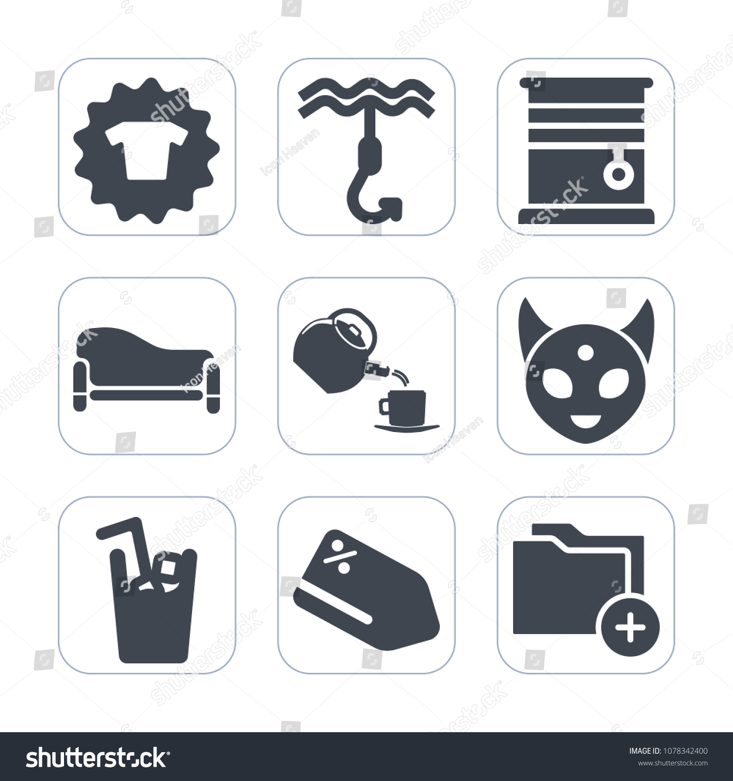 Premium Fill Icons Set On White Signs Symbols Stock Image