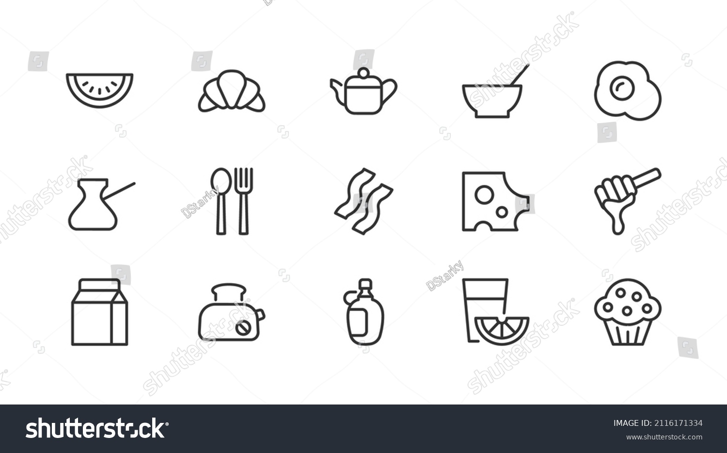 Premium Pack Cafeteria Line Icons Stroke Stock Vector (Royalty Free ...