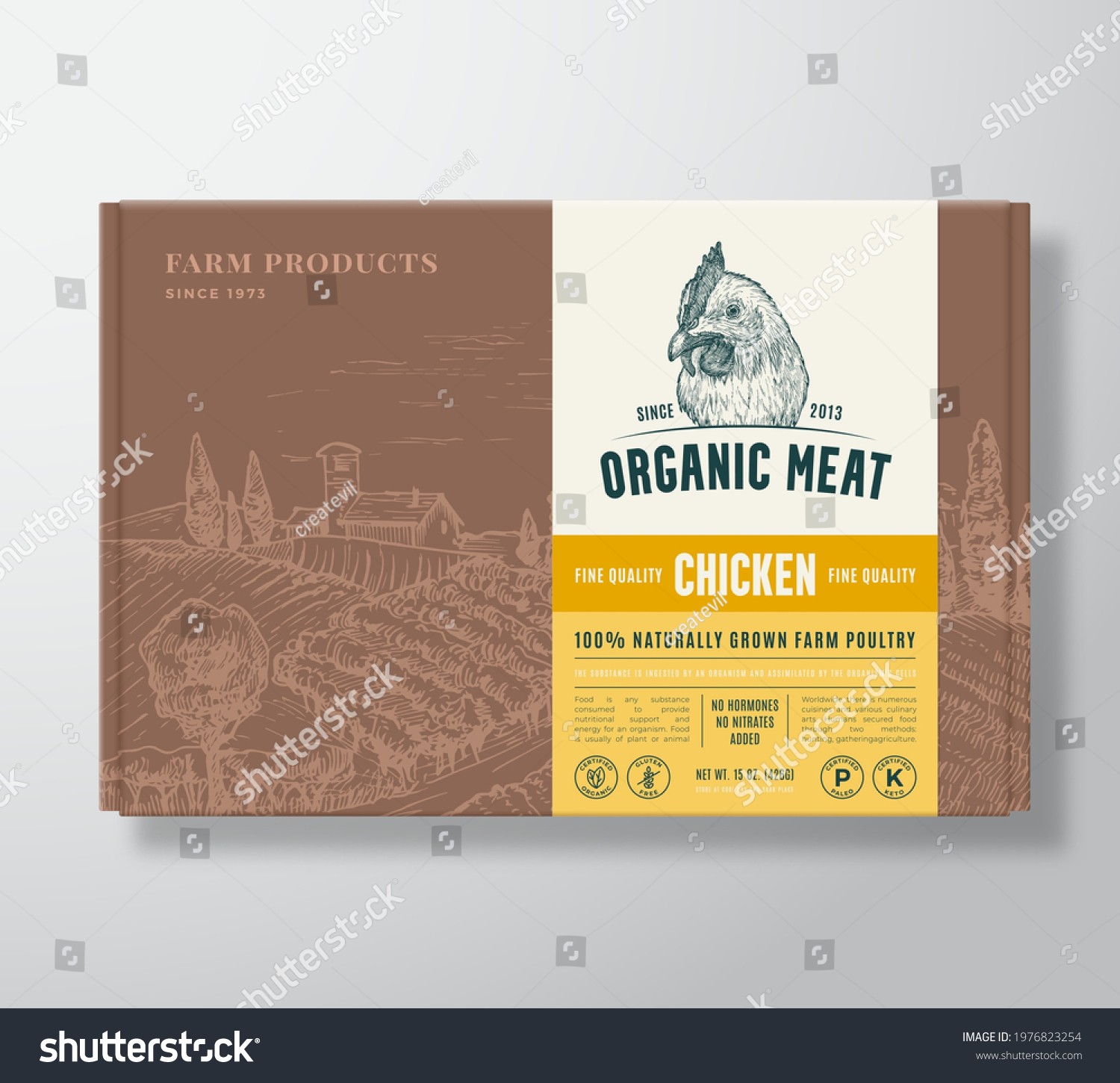 10 Realistic Cardboard Box With Chicken Meat. Package Design. Vector ...