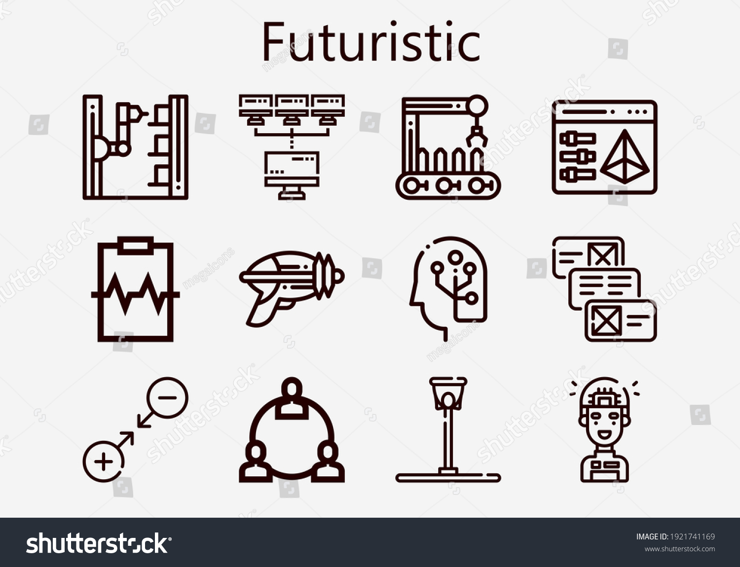 Premium Set Futuristic Icons Simple Futuristic Stock Vector Royalty