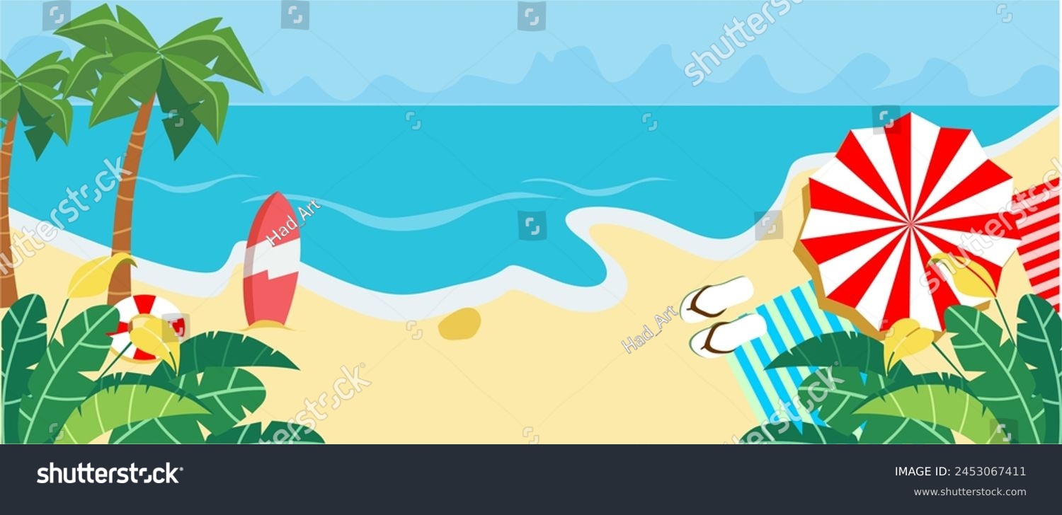 SVG of Premium Vector Illustration | Summer view of stretch of beach sand interspersed with beautiful beaches with coconut trees svg