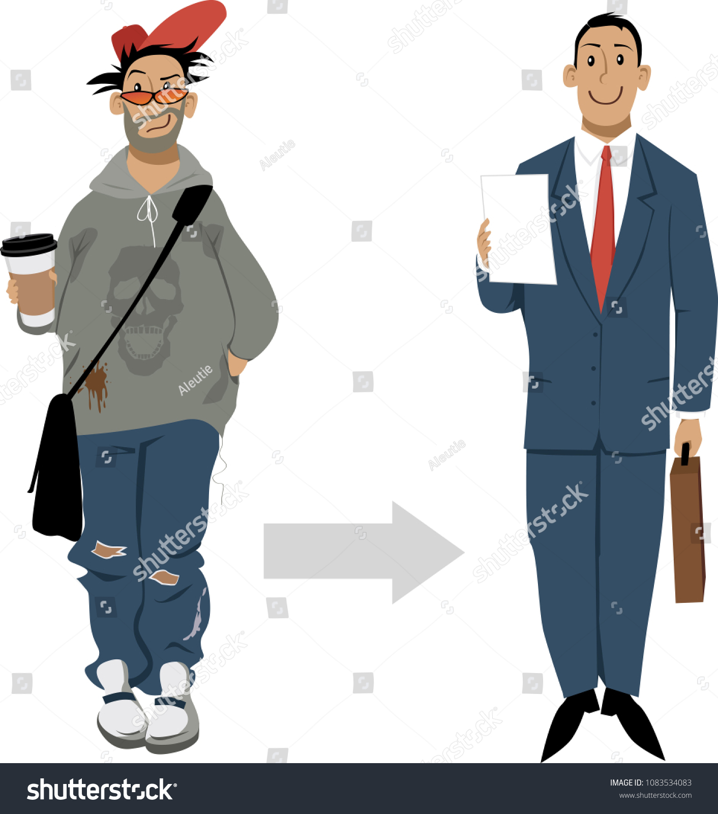 SVG of Preparation to a job interview for a young man, EPS 8 vector illustration svg