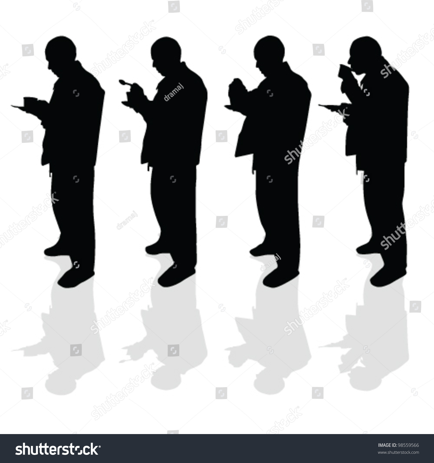 Prepared To Drink Coffee Art Vector Black Silhouette - 98559566 ...