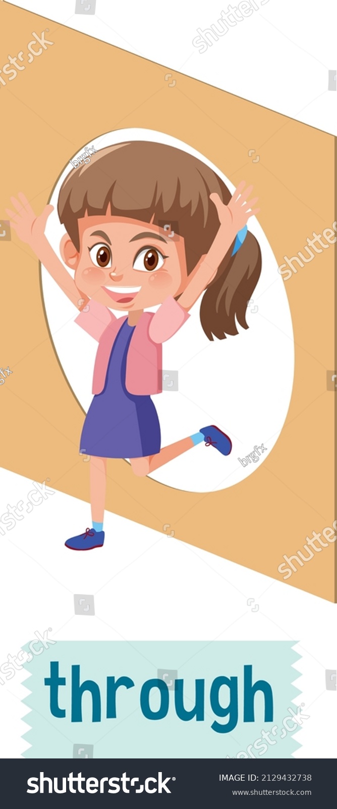 Preposition Place Cartoon Girl Box Illustration Stock Vector Royalty Free 2129432738