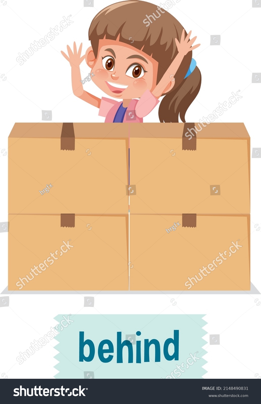 Preposition Place Cartoon Girl Box Illustration Stock Vector Royalty Free 2148490831