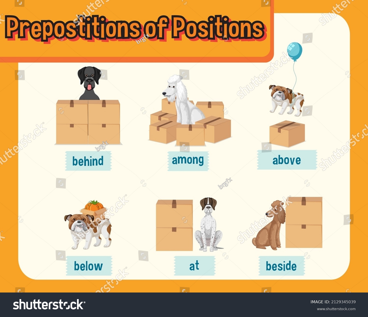 Preposition Wordcard Different Places Illustration Stock Vector Royalty Free 2129345039