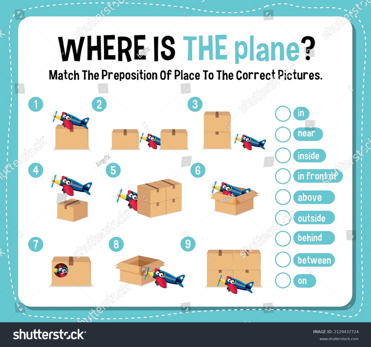 Preposition Wordcard Plane Box Illustration Stock Vector Royalty Free 2129437724 Shutterstock