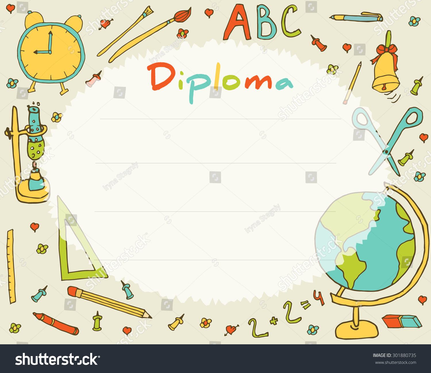 template background kindergarten Diploma Stock Kids Preschool Certificate School Elementary