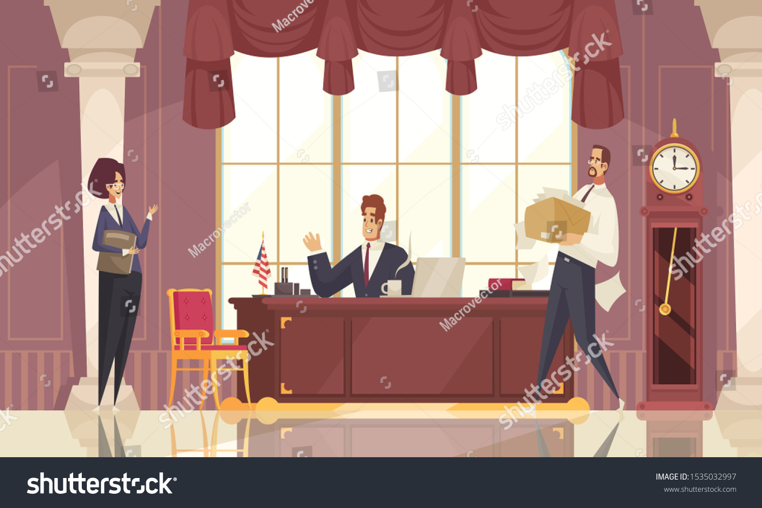 President Executive Office Desk Secretary Chief Stock Vector Royalty Free