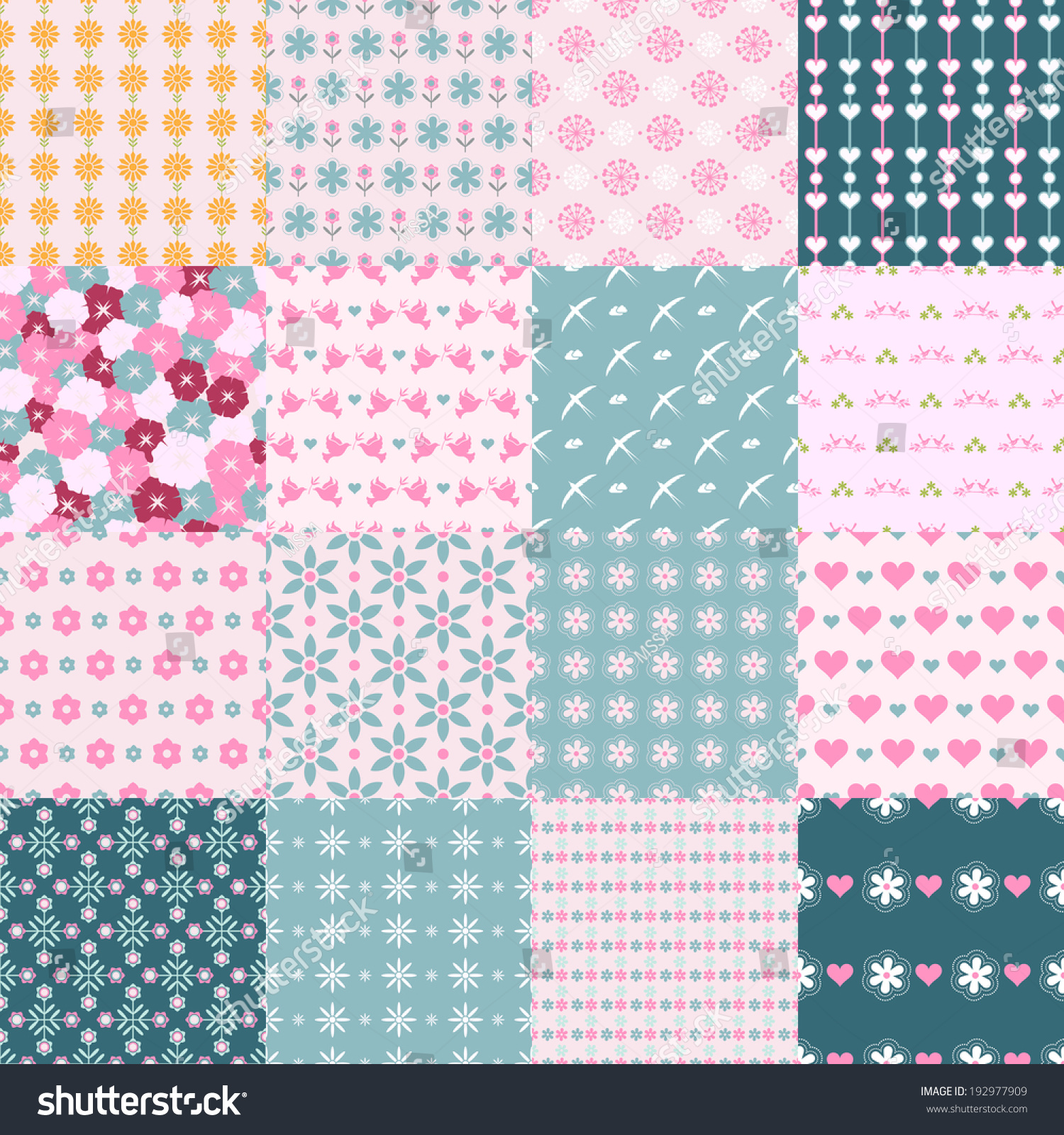 Pretty And Fashionable Vector Seamless Patterns - 192977909 : Shutterstock