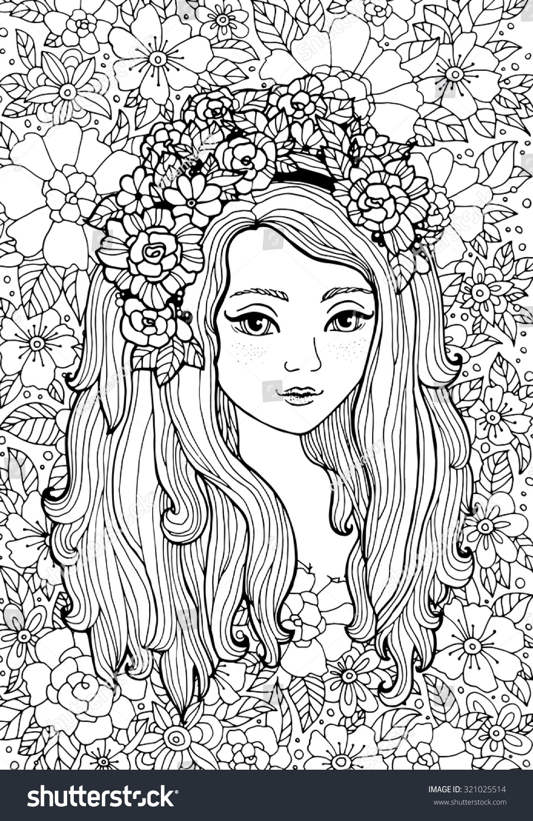 Pretty Elegant Comics Girl Fashion Floral Stock Vector 321025514 ...