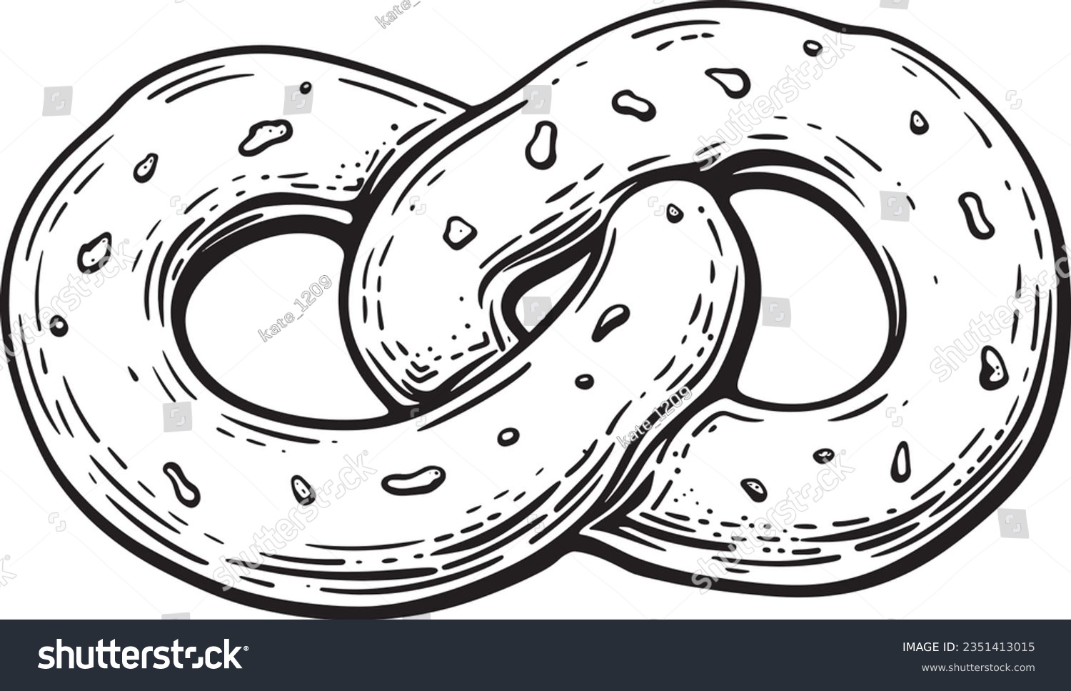 SVG of Pretzel engraving style, Basic simple Minimalist vector SVG logo graphic, isolated on white background, children's coloring page, outline art, thick crisp lines, black and white svg