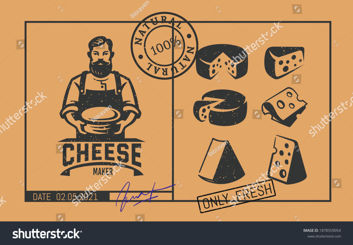 SVG of price tag cheese with cheese maker logo. svg